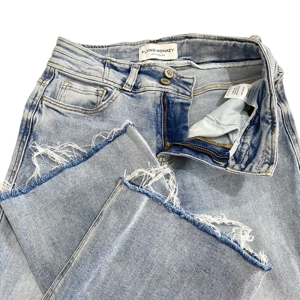 Flying Monkey High Rise Boot Denim Jeans Womens 27 x 34 Light Wash Stretch - Picture 4 of 8